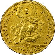 Italy 60 Paoli (Due Doppie D'oro) Pius VI 1777 KM# 1035 APOSTOLOR PRINCEPS coin reverse Italy 60 Paoli (Due Doppie D'oro) Pius VI 1777 KM# 1035 APOSTOLOR PRINCEPS coin reverse