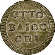 Italy 8 Baiocchi Pius VI. Perugia 1797 XXIII KM# 10 OTTO BAIOC CHI coin reverse