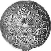 Italy 80 Bolognia (4 Lire; Scudo) Innocent XI 1687 KM# 103 BONONIA DOCET 80 16 87 coin reverse Italy 80 Bolognia (4 Lire; Scudo) Innocent XI 1687 KM# 103 BONONIA DOCET 80 16 87 coin reverse