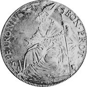 Italy 80 Bolognia (4 Lire; Scudo) Pius VI 1775 IV KM# 258 S PETRONIVS BON PROT 80 coin reverse Italy 80 Bolognia (4 Lire; Scudo) Pius VI 1775 IV KM# 258 S PETRONIVS BON PROT 80 coin reverse