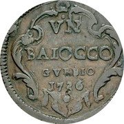 Italy Baiocco Clement XII 1736 VI KM# 118 VN BAIOCCO GVBBIO 1736 coin reverse Italy Baiocco Clement XII 1736 VI KM# 118 VN BAIOCCO GVBBIO 1736 coin reverse