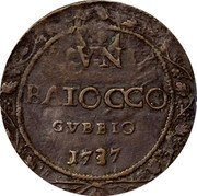 Italy Baiocco Clement XII 1737 VIII KM# 115 VN BAIOCCO GVBBIO 1737 coin reverse Italy Baiocco Clement XII 1737 VIII KM# 115 VN BAIOCCO GVBBIO 1737 coin reverse
