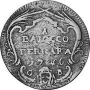 Italy Baiocco Benedict XIV 1746 VI KM# 142 I BAIOCCO FERRARA 1746 coin reverse