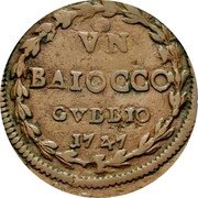Italy Baiocco Benedict XIV 1747 KM# 142 VN BAIOCCO GVBBIO 1747 coin reverse Italy Baiocco Benedict XIV 1747 KM# 142 VN BAIOCCO GVBBIO 1747 coin reverse