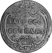 Italy Baiocco Benedict XIV 1747 VII BAIOCCO FERRARA coin reverse Italy Baiocco Benedict XIV 1747 VII BAIOCCO FERRARA coin reverse