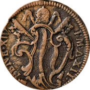 Italy Baiocco Benedict XIV 1752 XII KM# 155 BENE XIV P M A XII coin obverse Italy Baiocco Benedict XIV 1752 XII KM# 155 BENE XIV P M A XII coin obverse
