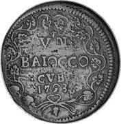 Italy Baiocco Benedict XIV 1753 XIV KM# 156 VN BAIOCCO GVB 1753 coin reverse Italy Baiocco Benedict XIV 1753 XIV KM# 156 VN BAIOCCO GVB 1753 coin reverse