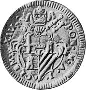 Italy Baiocco Clement XIII 1759 I KM# 163 CLEM XIII PON M A I coin obverse Italy Baiocco Clement XIII 1759 I KM# 163 CLEM XIII PON M A I coin obverse