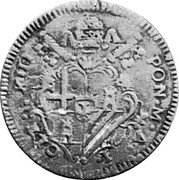 Italy Baiocco Clement XIII 1759 I KM# 162 CLEM XIII PON M A coin obverse Italy Baiocco Clement XIII 1759 I KM# 162 CLEM XIII PON M A coin obverse