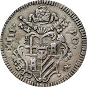 Italy Baiocco Clement XIII 1759 KM# 160 CLE XIII PO M coin obverse Italy Baiocco Clement XIII 1759 KM# 160 CLE XIII PO M coin obverse