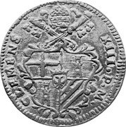 Italy Baiocco Clement XIII 1759 KM# 165 CLEMENS XIII P M coin obverse Italy Baiocco Clement XIII 1759 KM# 165 CLEMENS XIII P M coin obverse