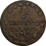 Italy Baiocco Clement XIII 1759 KM# 164 VN BAIOCCO GVBBIO 1759 coin reverse Italy Baiocco Clement XIII 1759 KM# 164 VN BAIOCCO GVBBIO 1759 coin reverse