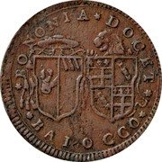 Italy Baiocco Pius VI 1780 VI KM# 290 BONONIA DOCET BAIOCCO coin obverse