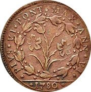 Italy Baiocco Pius VI 1780 VI KM# 291 PIVS VI PONT MAX ANN VI 1780 coin reverse