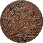 Italy Baiocco Pius VI 1780 VI KM# 290 PIVS VI PONT MAX ANN VI 1780 coin reverse