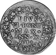 Italy Baiocco Pius VI 1784 X KM# 302.1 PIVS VI PONT MAX ANN X coin reverse