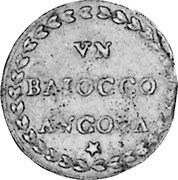 Italy Baiocco Pius VI 1796 XXII KM# 4 VN BAIOCCO ANCONA coin reverse Italy Baiocco Pius VI 1796 XXII KM# 4 VN BAIOCCO ANCONA coin reverse