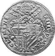 Italy Baiocco Clement XIII 1759 KM# 166 CLEMENS XIII P M coin obverse Italy Baiocco Clement XIII 1759 KM# 166 CLEMENS XIII P M coin obverse