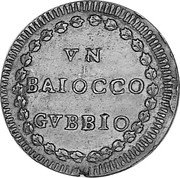 Italy Baiocco (Pius VI. Gubbio) KM# 171 VN BAIOCCO GVBBIO coin reverse Italy Baiocco (Pius VI. Gubbio) KM# 171 VN BAIOCCO GVBBIO coin reverse