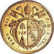 Italy Doppia Pio VII (1817) R XVIII KM# 1076 PIVS VII PON M A XVIII coin obverse Italy Doppia Pio VII (1817) R XVIII KM# 1076 PIVS VII PON M A XVIII coin obverse
