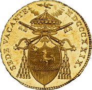 Italy Doppia Sede Vacante (1829) B MDCCCXXIX KM# 1090 SEDE VACANTE MDCCCXXIX coin obverse Italy Doppia Sede Vacante (1829) B MDCCCXXIX KM# 1090 SEDE VACANTE MDCCCXXIX coin obverse
