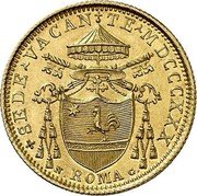 Italy Doppia Pietro Francesco Galleffi (1830) R MDCCCXXX KM# 1102 SEDE VACANTE MDCCCXXX N ROMA G coin obverse Italy Doppia Pietro Francesco Galleffi (1830) R MDCCCXXX KM# 1102 SEDE VACANTE MDCCCXXX N ROMA G coin obverse