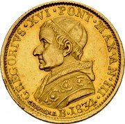 Italy Doppia Gregory XVI 1834 B III KM# 1103 GREGORIVS XVI PONT MAX AN III B 1834 coin obverse Italy Doppia Gregory XVI 1834 B III KM# 1103 GREGORIVS XVI PONT MAX AN III B 1834 coin obverse