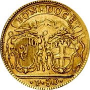 Italy Doppia D'oro (30 Paoli) Pius VI. Bologna 1778 KM# 282 BON DOCET P 30 coin reverse Italy Doppia D'oro (30 Paoli) Pius VI. Bologna 1778 KM# 282 BON DOCET P 30 coin reverse