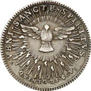 Italy Doppio Giulio (1/5 Scudo) Carlo Rezzonico 1769 MDCCLXIX KM# 1007 VENI SANCTE SPIRITVS QVINTO DI SCV coin reverse Italy Doppio Giulio (1/5 Scudo) Carlo Rezzonico 1769 MDCCLXIX KM# 1007 VENI SANCTE SPIRITVS QVINTO DI SCV coin reverse