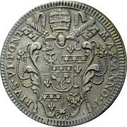 Italy Doppio Giulio (1/5 Scudo) Pius VI 1775 1775-I KM# 1028 PIVS VI PONT MAX ANNO I coin obverse