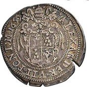 Italy Giulio Alexander VII 1655 KM# 83 ALEXANDER VII PONT M 1655 coin obverse Italy Giulio Alexander VII 1655 KM# 83 ALEXANDER VII PONT M 1655 coin obverse