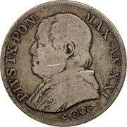 Italy 1 Lira Pius IX 1866 R XXI KM# 1377.3 PIVS IX PON MAX AN XXI coin obverse Italy 1 Lira Pius IX 1866 R XXI KM# 1377.3 PIVS IX PON MAX AN XXI coin obverse