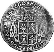 Italy Luigino Avignon 1660 KM# 91 FLAVIVS CARD GHISIVS LEGAT AVEN 1660 coin reverse