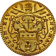 Italy Mezzo Zecchino Clemente XIV 1769 1769-I KM# 1010 CLEM XIV PONT M A I coin obverse Italy Mezzo Zecchino Clemente XIV 1769 1769-I KM# 1010 CLEM XIV PONT M A I coin obverse