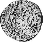 Italy Quadrupla Alexander VII 1659 KM# 90 FLAVIVS CARD GHISIVS LEGAT AVEN 1662 coin reverse Italy Quadrupla Alexander VII 1659 KM# 90 FLAVIVS CARD GHISIVS LEGAT AVEN 1662 coin reverse