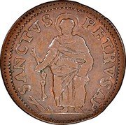 Italy Quattrino Gubbio Coinage 1699 IX (1699) KM# 64 SANCTVS PETRVSAP coin reverse Italy Quattrino Gubbio Coinage 1699 IX (1699) KM# 64 SANCTVS PETRVSAP coin reverse