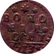 Italy Quattrino Clement XI 1713 KM# 140 BONO NIA DOCET 1709 coin reverse Italy Quattrino Clement XI 1713 KM# 140 BONO NIA DOCET 1709 coin reverse