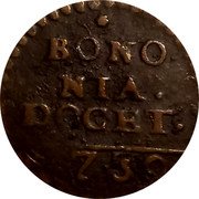 Italy Quattrino Clement XII 1739 KM# 190 BONO NIA DOCET 1730 coin reverse Italy Quattrino Clement XII 1739 KM# 190 BONO NIA DOCET 1730 coin reverse