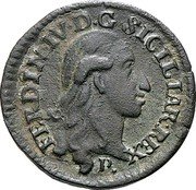 Italy Quattrino Ferdinando IV 1791 P//A-P KM# 1 FERDIN IV D G SICIL REX coin obverse Italy Quattrino Ferdinando IV 1791 P//A-P KM# 1 FERDIN IV D G SICIL REX coin obverse