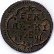 Italy Quattrino Benedict XIV 1746 KM# 140 FER RA RI 17 46 coin reverse Italy Quattrino Benedict XIV 1746 KM# 140 FER RA RI 17 46 coin reverse