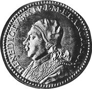 Italy Scudo Benedict XIV 1741 MDCCXLI KM# M1 BENEDICTVS XIV P M ET ARCH BON coin obverse Italy Scudo Benedict XIV 1741 MDCCXLI KM# M1 BENEDICTVS XIV P M ET ARCH BON coin obverse