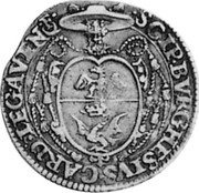 Italy Testone Paul V. Avignon 1608 KM# 9 SCIP BVRGHESIVS CARD LEG AVEN F coin reverse Italy Testone Paul V. Avignon 1608 KM# 9 SCIP BVRGHESIVS CARD LEG AVEN F coin reverse