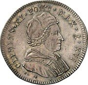Italy Testone Clement XI Bust right 1716 XVI KM# 117 CLEMENS XI PONT MAX A XVI coin obverse Italy Testone Clement XI Bust right 1716 XVI KM# 117 CLEMENS XI PONT MAX A XVI coin obverse