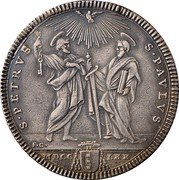 Italy Testone Clement XIV St. Peter and Paul 1770 MDCCLXX-II KM# 1020 S.PETRVUS S.PAVLVS F.C. MDCC LXX coin reverse Italy Testone Clement XIV St. Peter and Paul 1770 MDCCLXX-II KM# 1020 S.PETRVUS S.PAVLVS F.C. MDCC LXX coin reverse