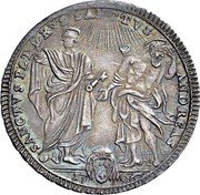 Italy Testone Pius VI St. Peter and Andrew 1796 1796-XXII KM# 1048 SANCTVS PET RVS SANCTVS ANDREAS 17 85 coin reverse Italy Testone Pius VI St. Peter and Andrew 1796 1796-XXII KM# 1048 SANCTVS PET RVS SANCTVS ANDREAS 17 85 coin reverse