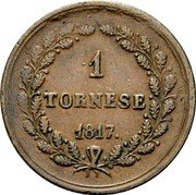 Italy Tornese Ferdinando I 1817 KM# 277 1 TORNESE 1817 . coin reverse Italy Tornese Ferdinando I 1817 KM# 277 1 TORNESE 1817 . coin reverse