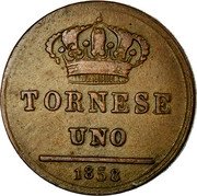 Italy Tornese Ferdinando II 1858 KM# 358 TORNESE UNO 1858 coin reverse