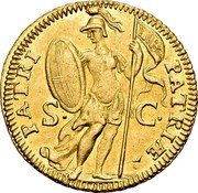 Italy Zecchino Benedetto XIV ND (1742) KM# 230 PATRI PATRIÆ S C LIB coin reverse Italy Zecchino Benedetto XIV ND (1742) KM# 230 PATRI PATRIÆ S C LIB coin reverse