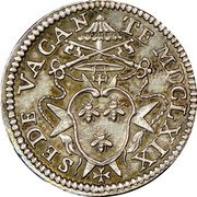 Italy 1/2 Grosso Sede Vacante 1669 MDCLXIX KM# 315 SEDE VACAN TE MDCLXIX coin obverse