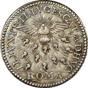 Italy 1/2 Grosso Sede Vacante 1669 MDCLXIX KM# 315 ILLVXIT ILLVCESCAT ADHVC ROMA coin reverse